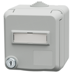 MENNEKES Base mural Cepex SCHUKO® con cerradura y con casilla de rotulación, gris claro 4576